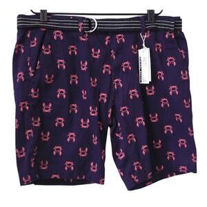 Knickerbocker Men's Shorts Size 36 Blue Chino NWT Stretch Flex Belted Crabs